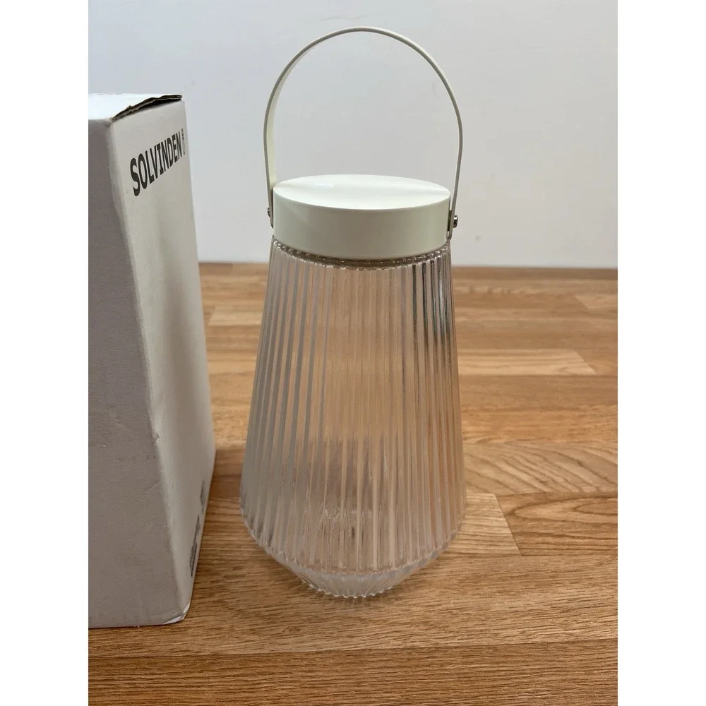 Ikea Solvinden‎ Outdoor Glass Lantern Light Programmable White/Clear NEW